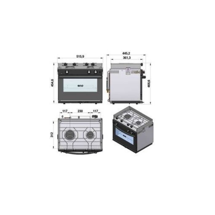 Eno Grand Büyük 2 Çift Ocaklı Fırın – Paslanmaz Çelik