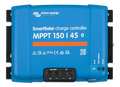 Victron Energy SmartSolar MPPT 150/45-Tr, 150V maksimum PV voltajı, 45A şarj akımı ve otomatik 12V, 24V, 48V seçimine sahip solar şarj kontrol cihazı.