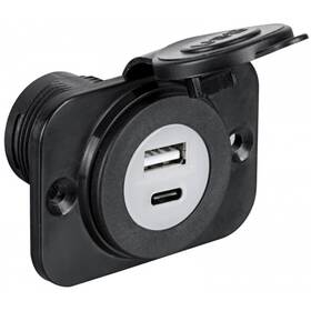 12/24V USB + Type-C panel tipi şarj soketi – siyah