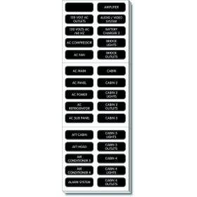 Blue Sea Systems 120'li küçük boy DC panel etiket seti.