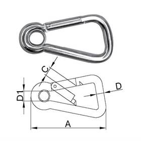 GENİŞ AÇILI KARABİNA Paslanmaz Çelik GÖZLÜ 11X120MM