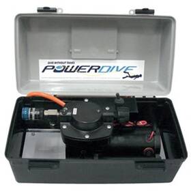 Power Dive Deck Snorkel, tek dalgıç için maksimum 7 metre derinlik değerine sahip, 12V çalışan kompakt yüzeyden hava beslemeli dalış sistemi.