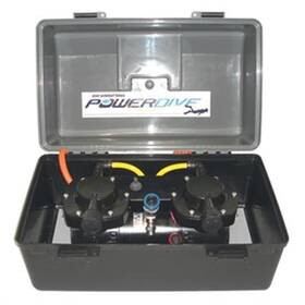 Power Dive Double Deck Snorkel, tek dalgıçla maksimum 12 metre, iki dalgıçla maksimum 6 metre kullanım değerine sahip 12V yüzey hava beslemeli dalış sistemi.