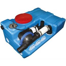 Nuova Rade 40 L 12V Jabsco maceratörlü ve seviye sensörlü tekne pis su tankı sistemi.