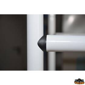 Trem 120 x 170 cm mavi polyester tenteli, beyaz alüminyum iskeletli tekne T-Top güneşliği.