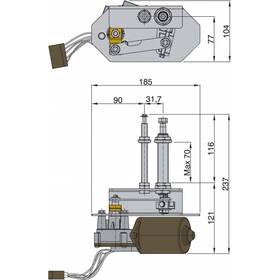 Vetus HDM 12V 75W ağır hizmet tipi marin silecek motoru.