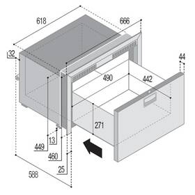 Vitrifrigo DW70 BTX OCX2 66 litre paslanmaz çelik kapaklı çekmeceli tekne derin dondurucu.