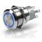 Hella Marine 24V mavi LED halkalı paslanmaz anlık anahtar.